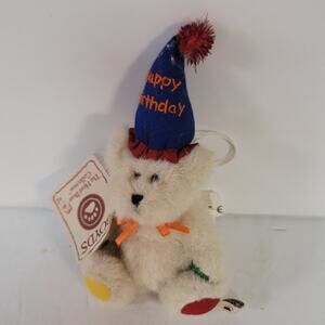 Boyd's BearsBoyds -  Mini Birthday Bear - White Bear - Jointed - Colored Pawpads